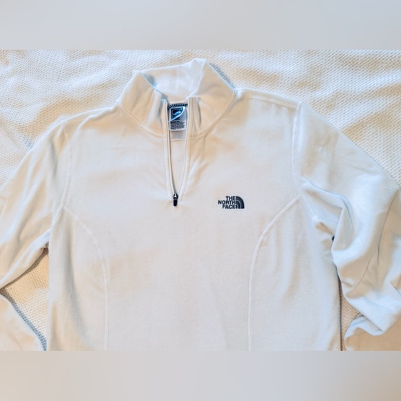 THE NORTH FACE TKA 100 White Fleece Quarter-Zip Pullover Sweatshirt Top Sweater - Picture 9 of 16